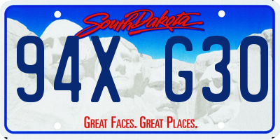 SD license plate 94XG30