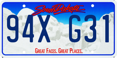 SD license plate 94XG31