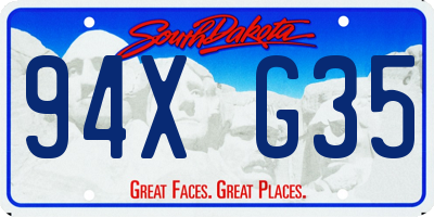 SD license plate 94XG35