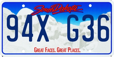 SD license plate 94XG36