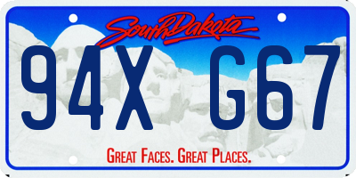 SD license plate 94XG67