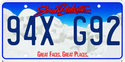 SD license plate 94XG92