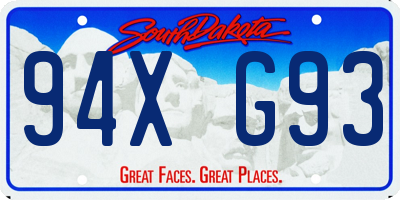 SD license plate 94XG93