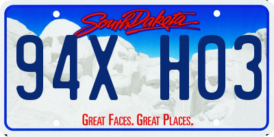 SD license plate 94XH03