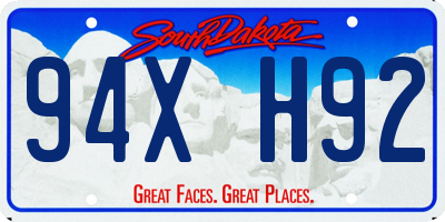 SD license plate 94XH92