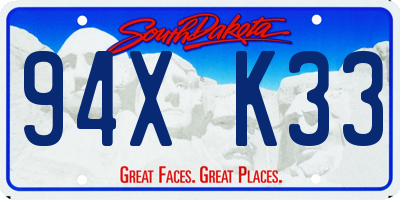 SD license plate 94XK33