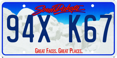 SD license plate 94XK67