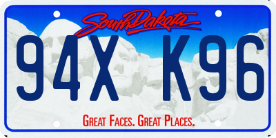 SD license plate 94XK96