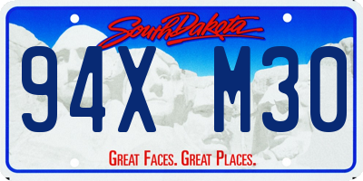 SD license plate 94XM30