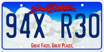 SD license plate 94XR30