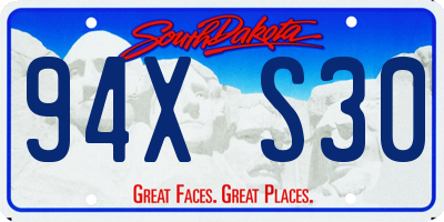 SD license plate 94XS30