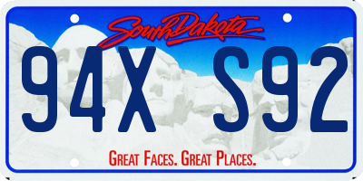 SD license plate 94XS92