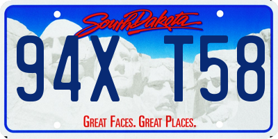 SD license plate 94XT58
