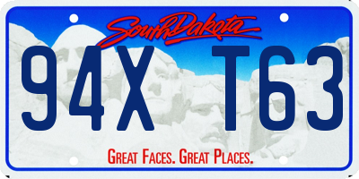 SD license plate 94XT63