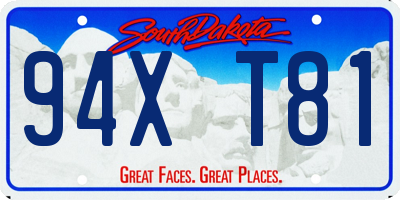 SD license plate 94XT81