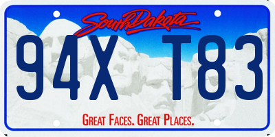SD license plate 94XT83