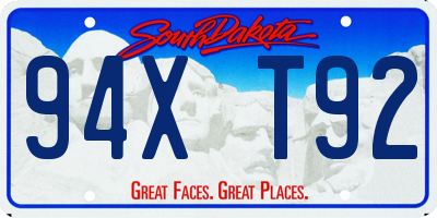 SD license plate 94XT92