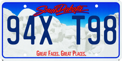 SD license plate 94XT98