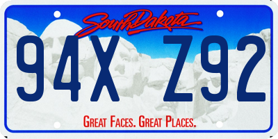 SD license plate 94XZ92