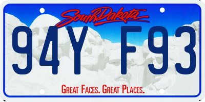 SD license plate 94YF93