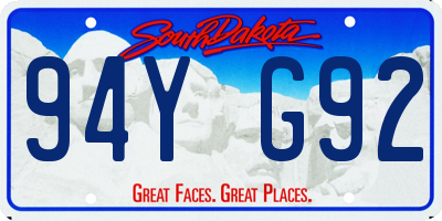SD license plate 94YG92