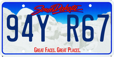 SD license plate 94YR67