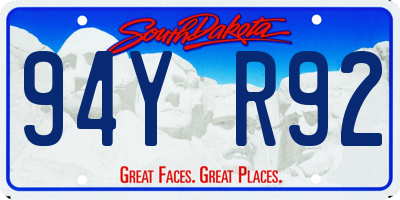 SD license plate 94YR92