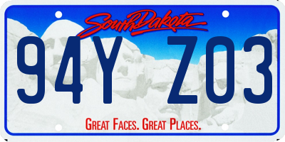 SD license plate 94YZ03