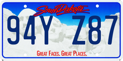 SD license plate 94YZ87