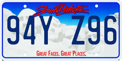 SD license plate 94YZ96