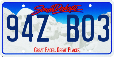 SD license plate 94ZB03