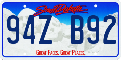 SD license plate 94ZB92