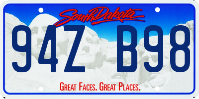 SD license plate 94ZB98
