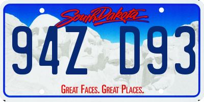 SD license plate 94ZD93