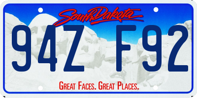 SD license plate 94ZF92
