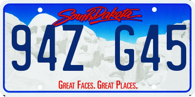 SD license plate 94ZG45