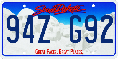 SD license plate 94ZG92