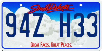SD license plate 94ZH33