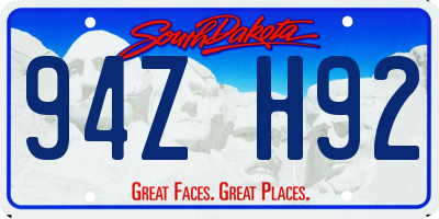 SD license plate 94ZH92