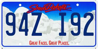 SD license plate 94ZI92