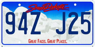 SD license plate 94ZJ25