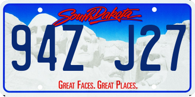 SD license plate 94ZJ27