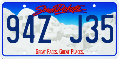 SD license plate 94ZJ35