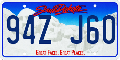 SD license plate 94ZJ60