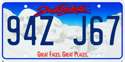 SD license plate 94ZJ67