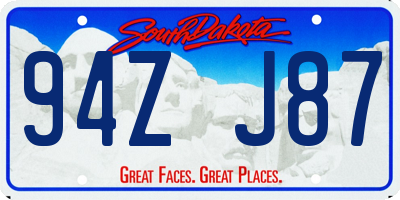 SD license plate 94ZJ87