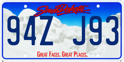 SD license plate 94ZJ93