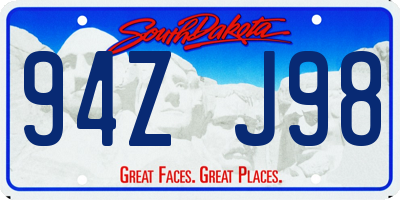 SD license plate 94ZJ98