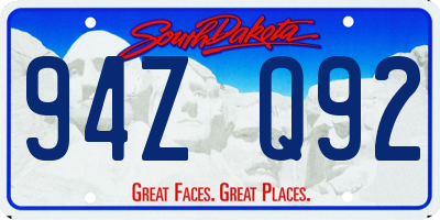 SD license plate 94ZQ92
