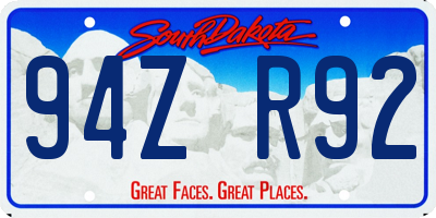 SD license plate 94ZR92